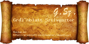 Grünblatt Szilveszter névjegykártya